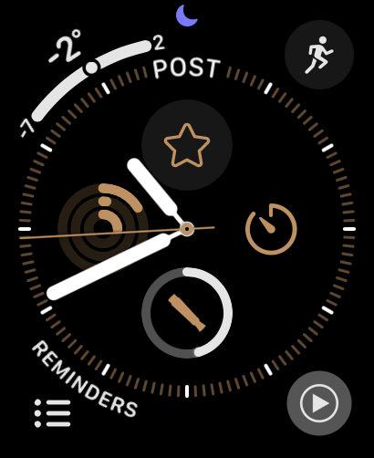 This is the “Infograph” watch face, and the top center complication includes text arching across the face.